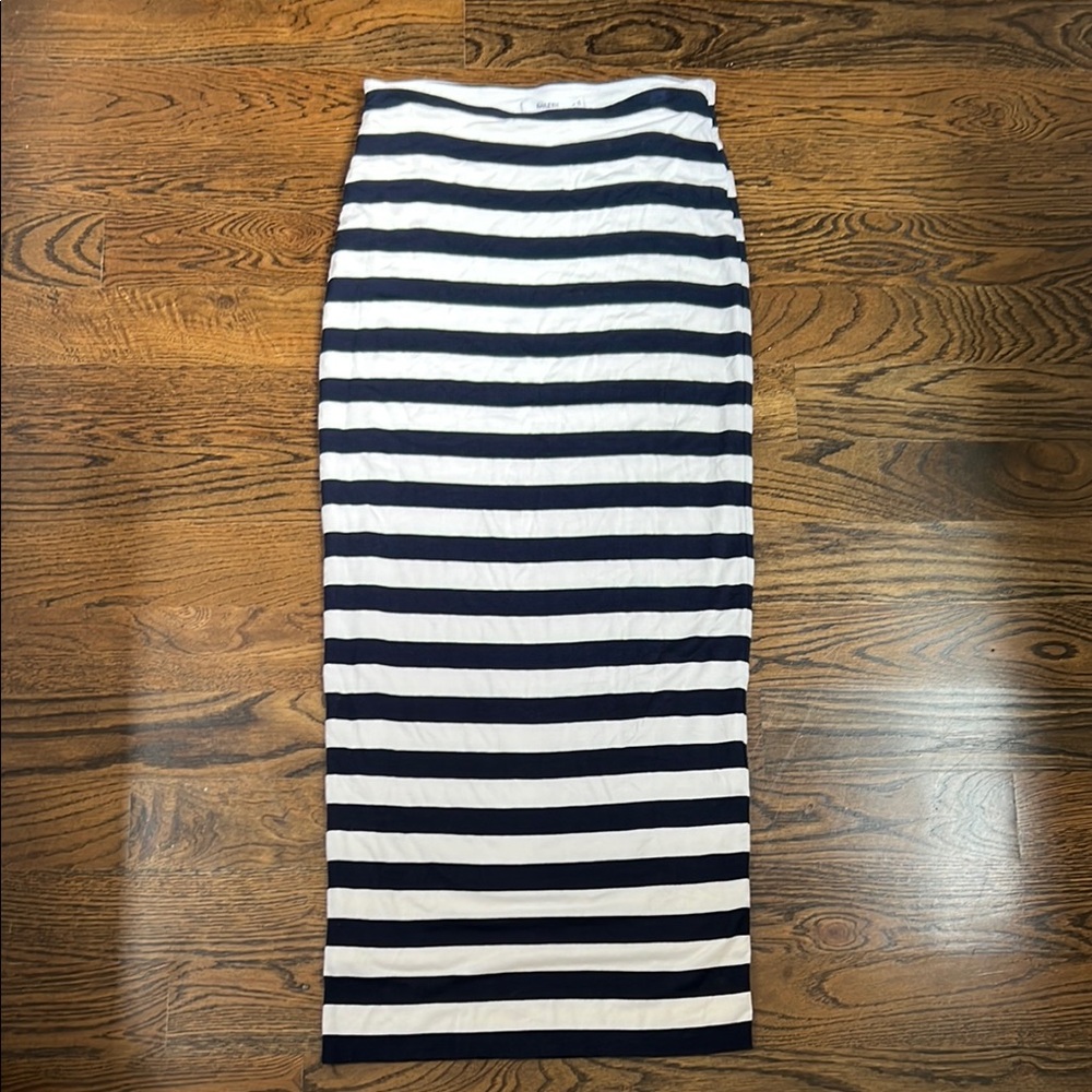 Striped Navy and White Maxi Pencil Skirt
